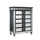 Varian II Black Velvet & BLACK & Sliver FINISH Chest Model BD00588 By ACME Furniture